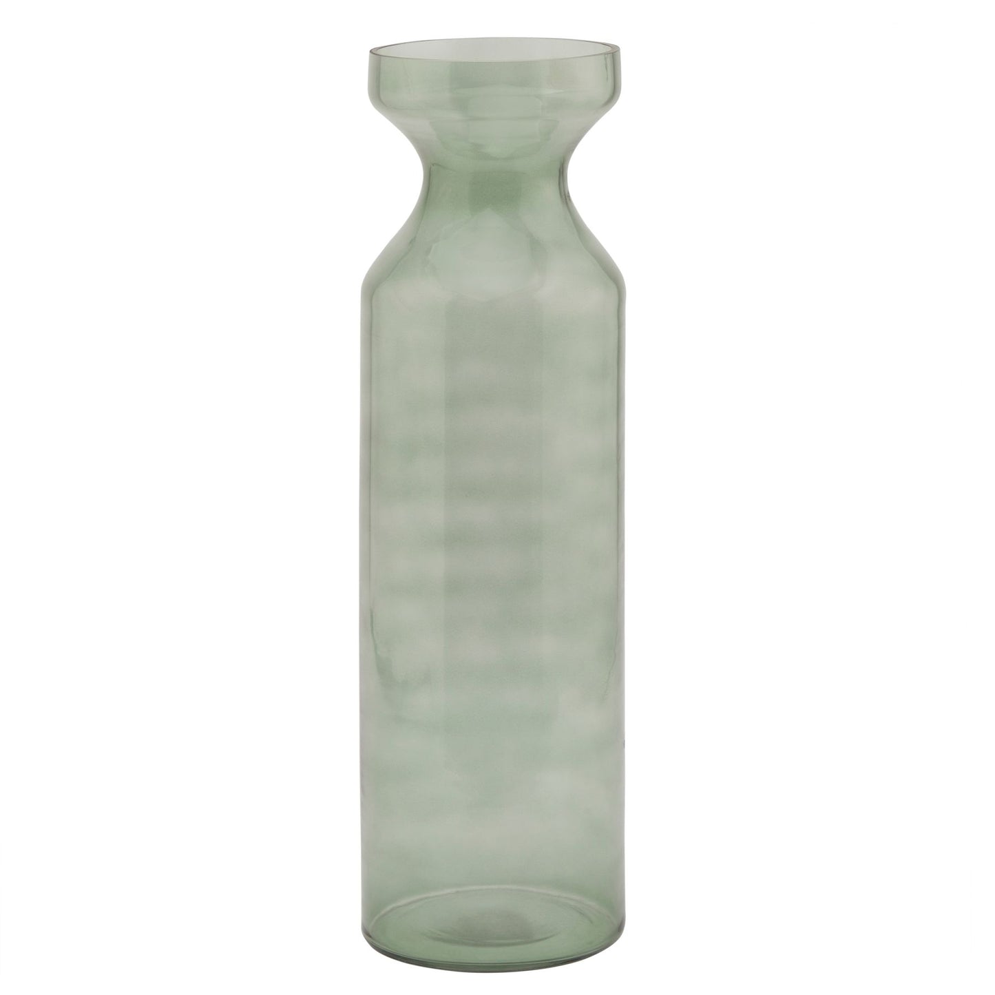 Smoked Sage Glass Tall Fluted Vase