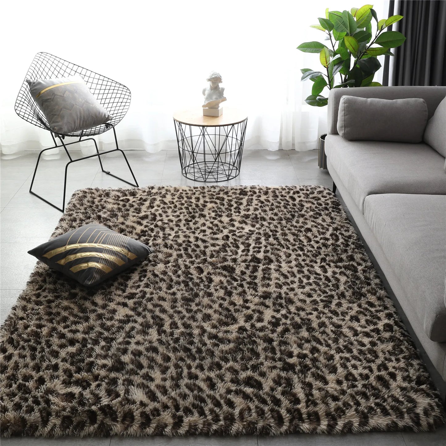 Leopard Print Shaggy Rug