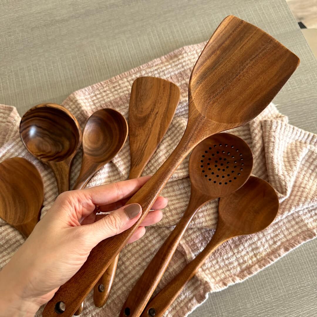 Teak Cooking Utensils Set