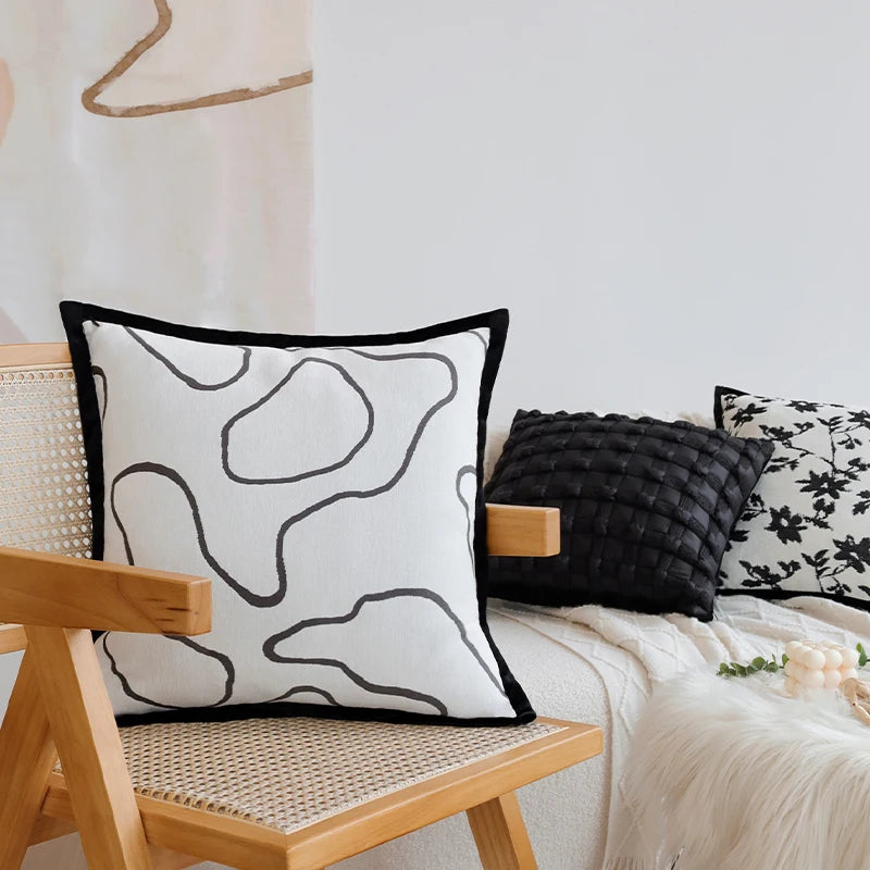 Black Jacquard Decorative Cushion Cover