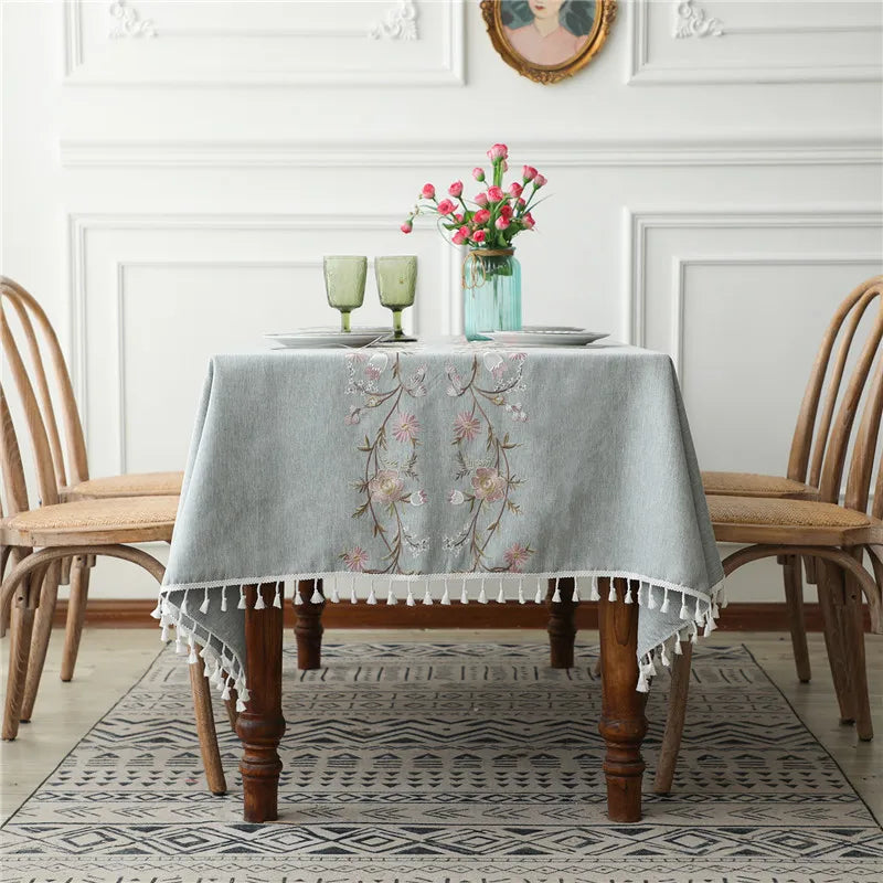Floral Cotton Embroidery Tablecloth