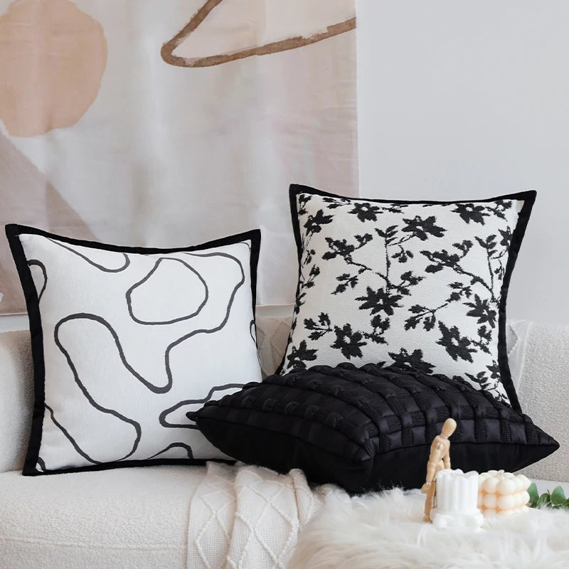 Black Jacquard Decorative Cushion Cover