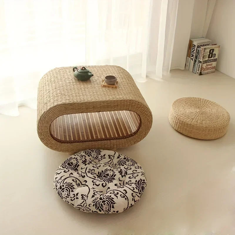 Rattan Woven Straw Coffee Table