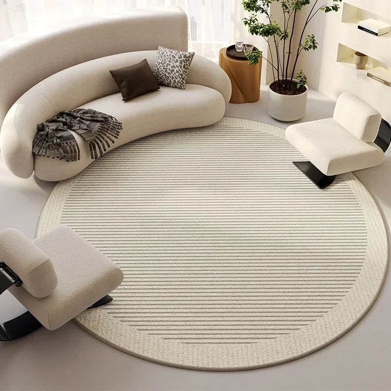 Porridge Oat Simple Circular Rug