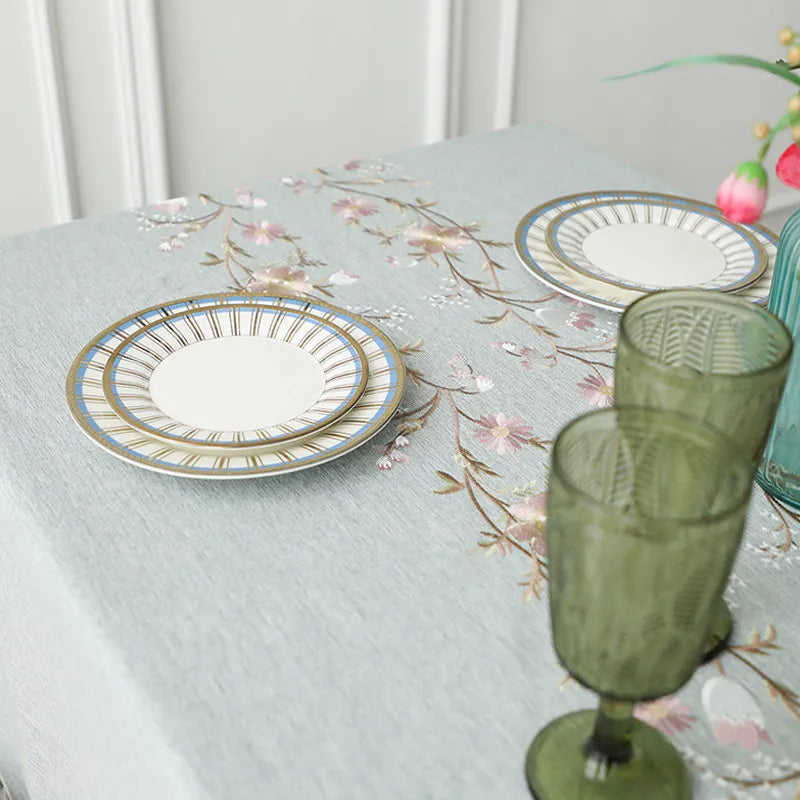 Floral Cotton Embroidery Tablecloth