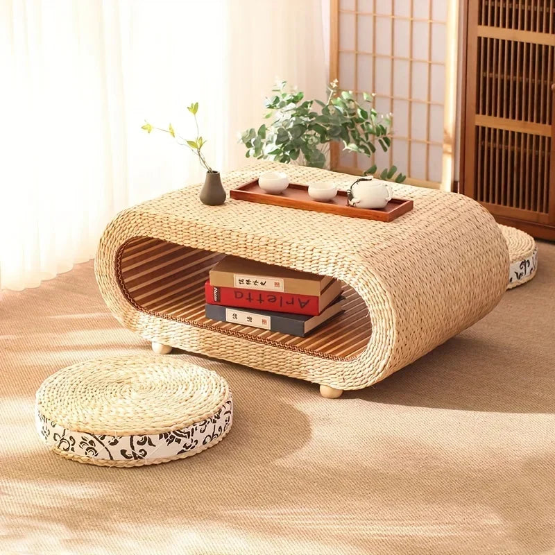 Rattan Woven Straw Coffee Table