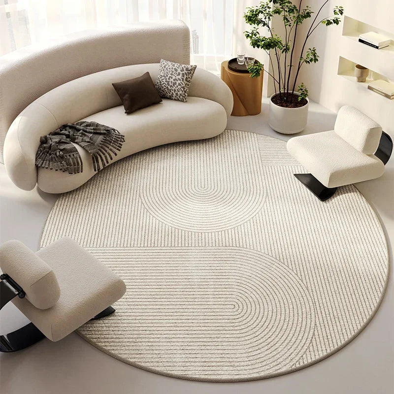 Porridge Oat Simple Circular Rug