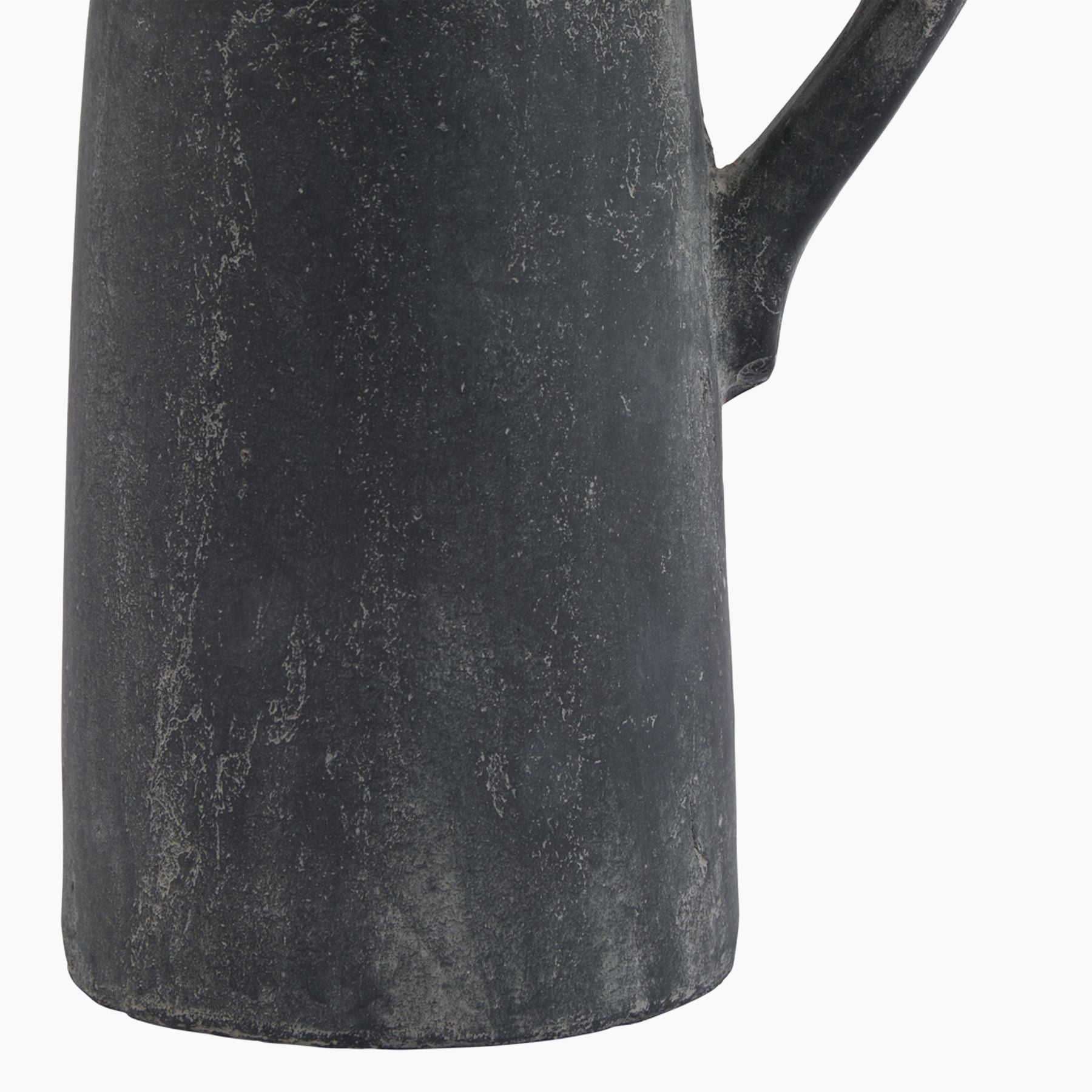 Close-up of matte stone-effect grey finish on Ashbury stoneware jug vase.