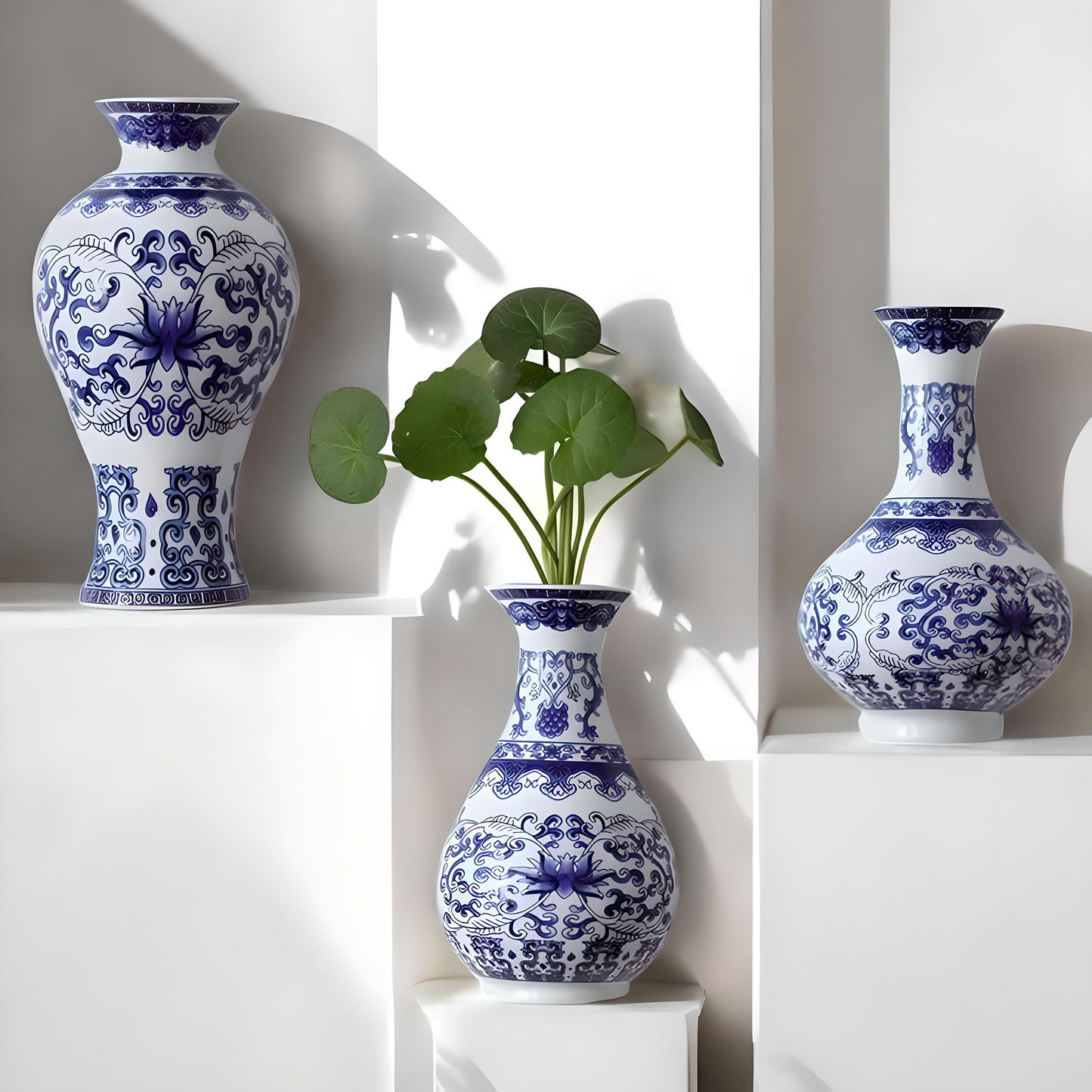 Ceramic Blue and White Wall Vase