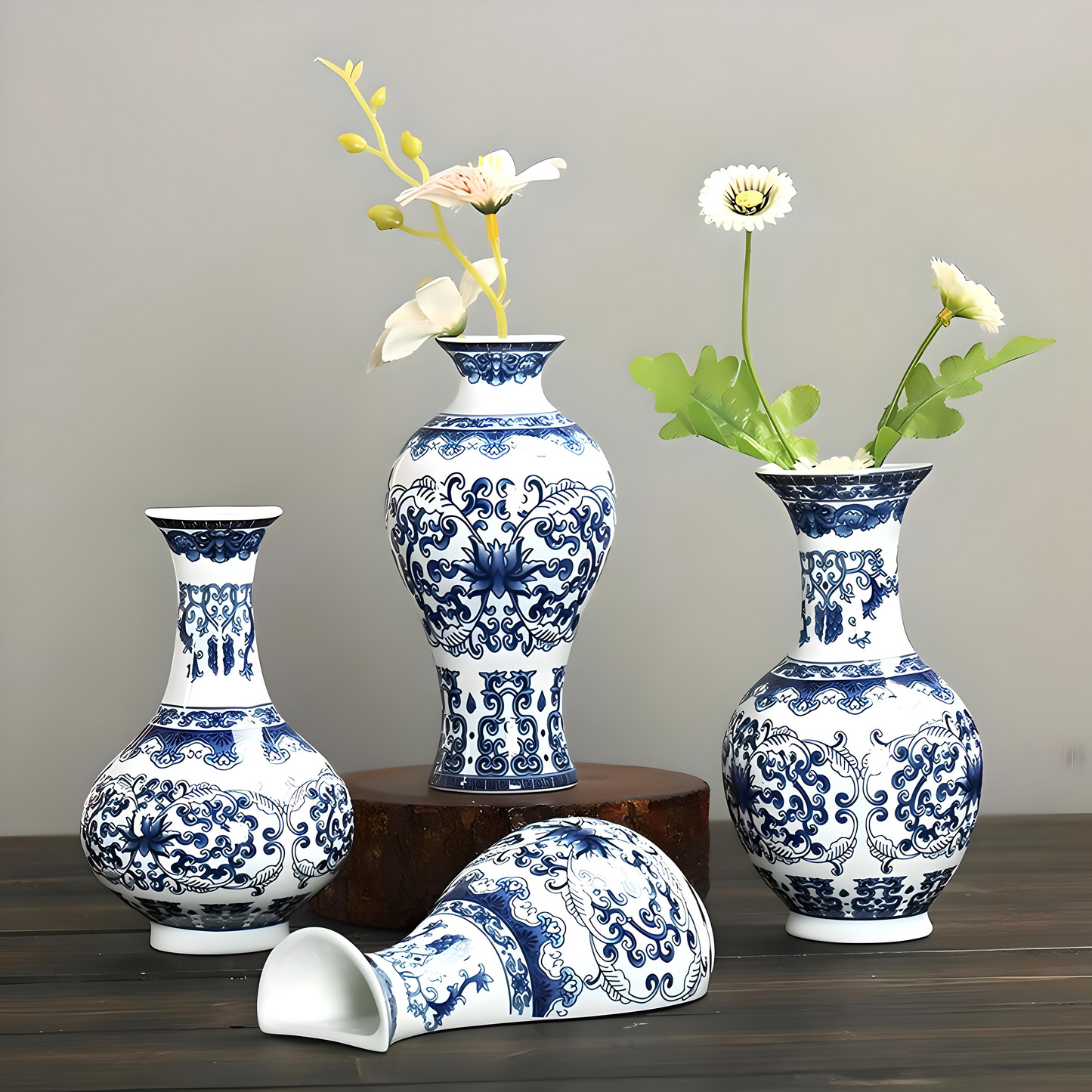Ceramic Blue and White Wall Vase