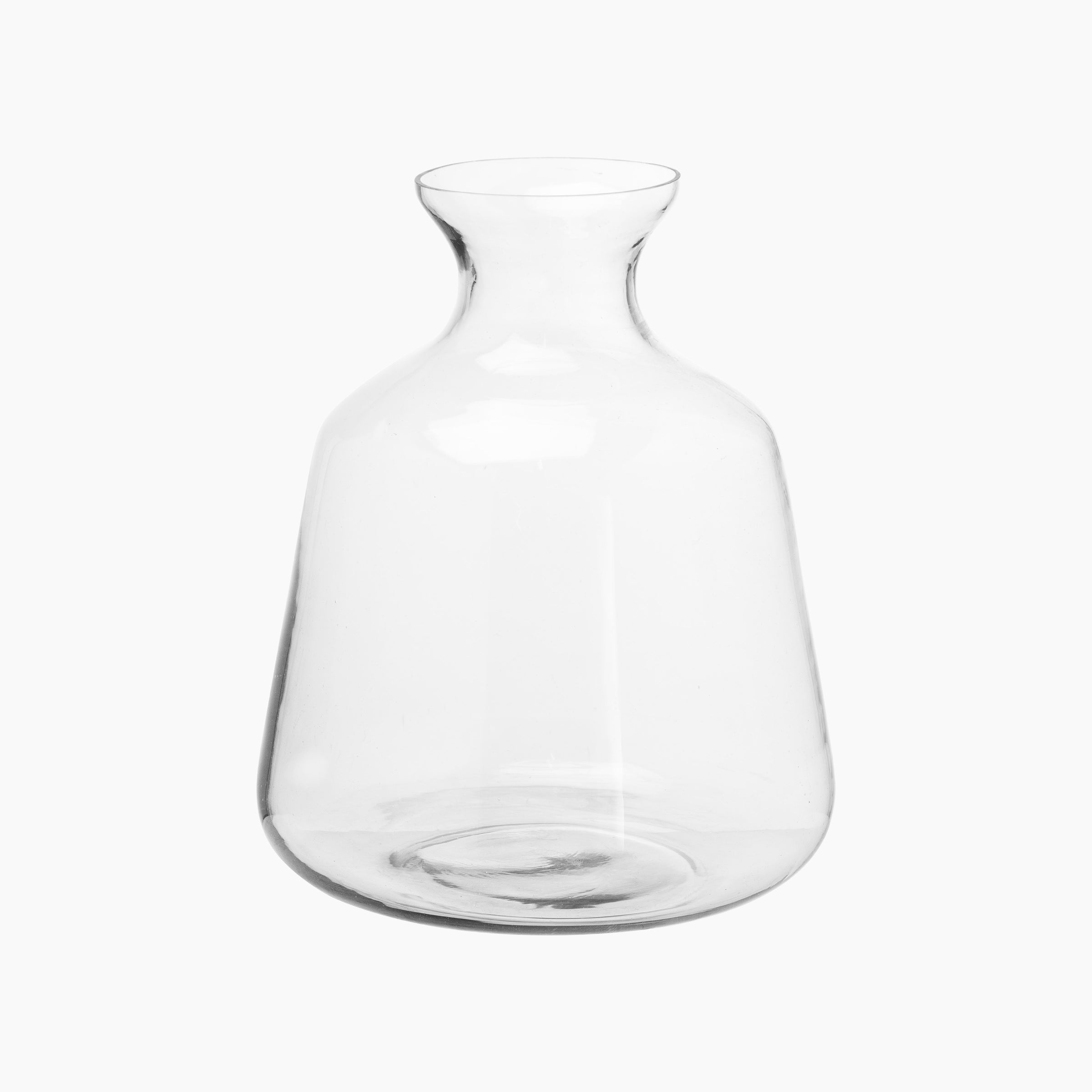 Large Hydria Glass Vase – hand-blown clear glass vase with wide base and tapered neck, ideal for pampas grass, hydrangeas, and tall faux stems.