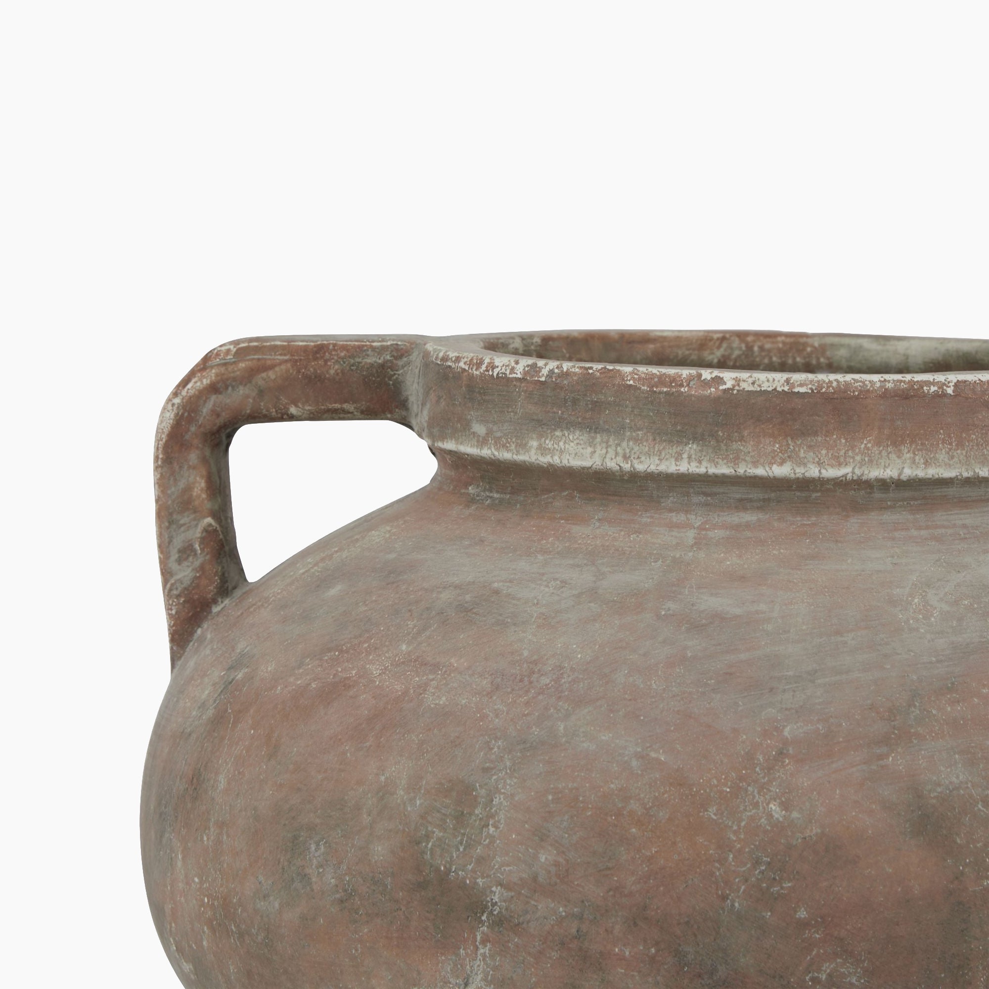 Side profile studio image of the Lowther Compact Amphora Stoneware Planter in brown, showing the gentle tapering form and artisanal hand-thrown texture.