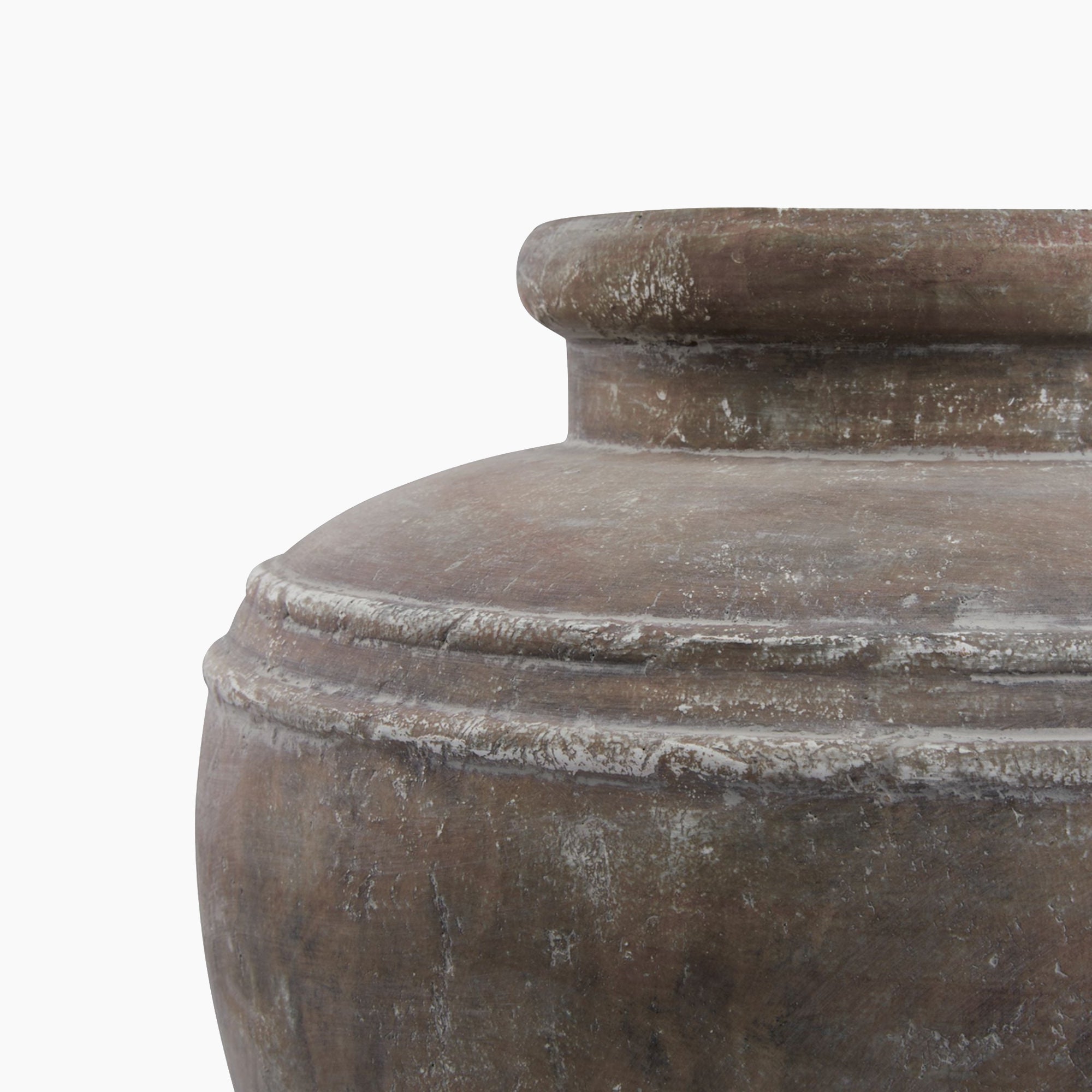 Side profile of the Lowther Stoneware Water Pot Planter in matte brown stoneware, highlighting its full-bodied form, tapered neck, and subtle surface variation.