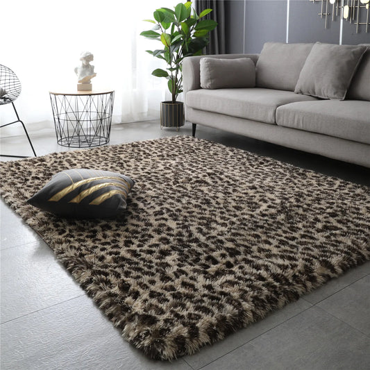 Leopard Print Shaggy Rug