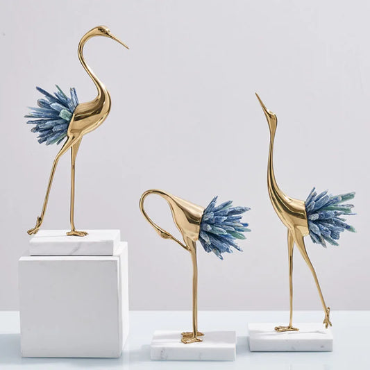 Crystal Red-Crane Ornament Set