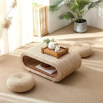 Rattan Woven Straw Coffee Table