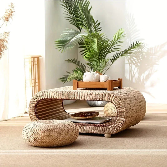 Rattan Woven Straw Coffee Table