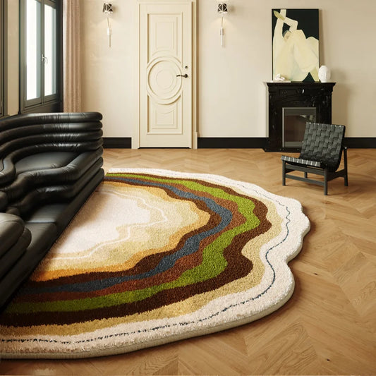Layered Round Retro Rug