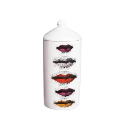 Ceramic Red Lip White Vase