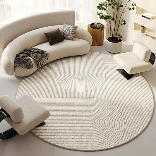 Porridge Oat Simple Circular Rug
