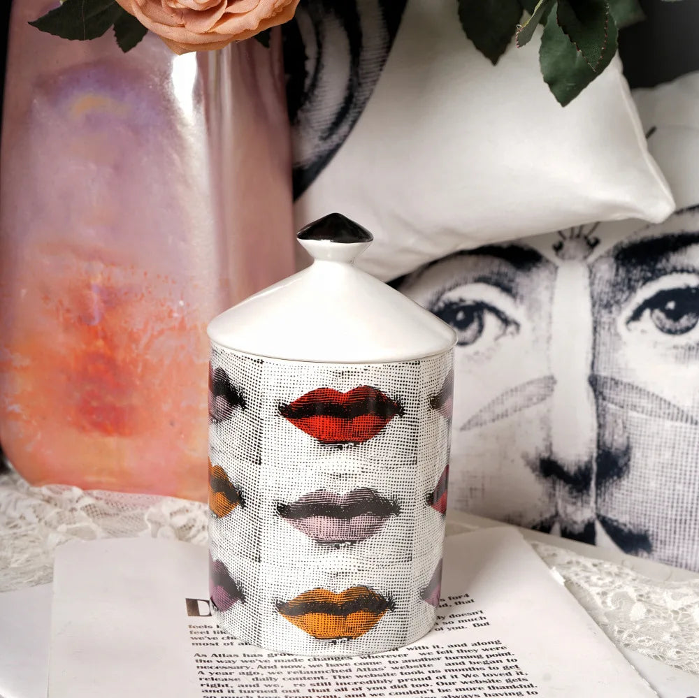 Ceramic Red Lip White Vase