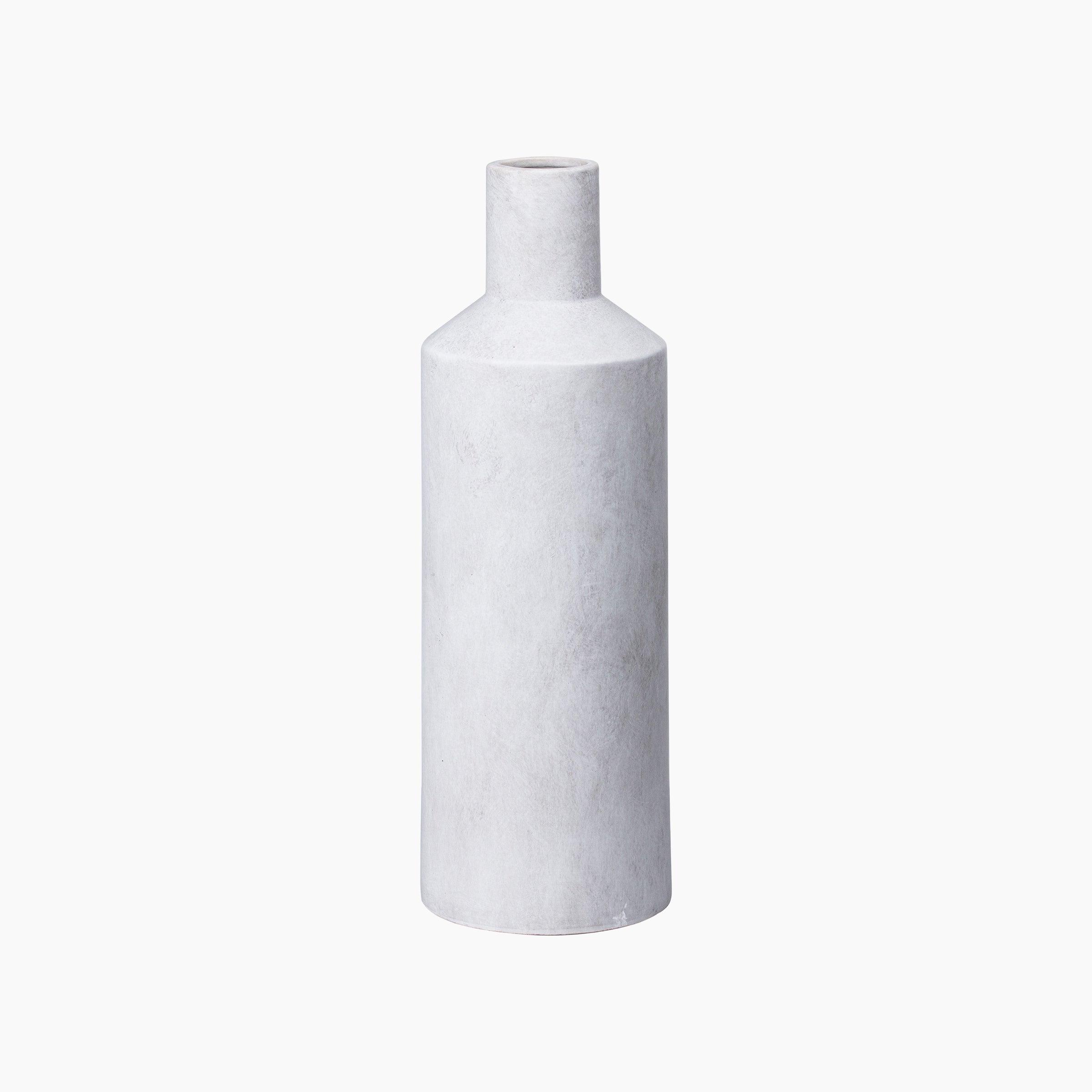 Bramley stone-grey ceramic bottle vase 42cm, front view with matte finish.