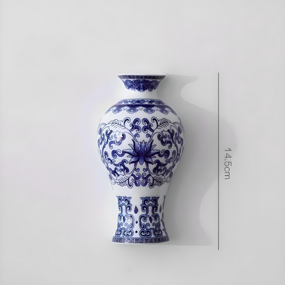 Ceramic Blue and White Wall Vase