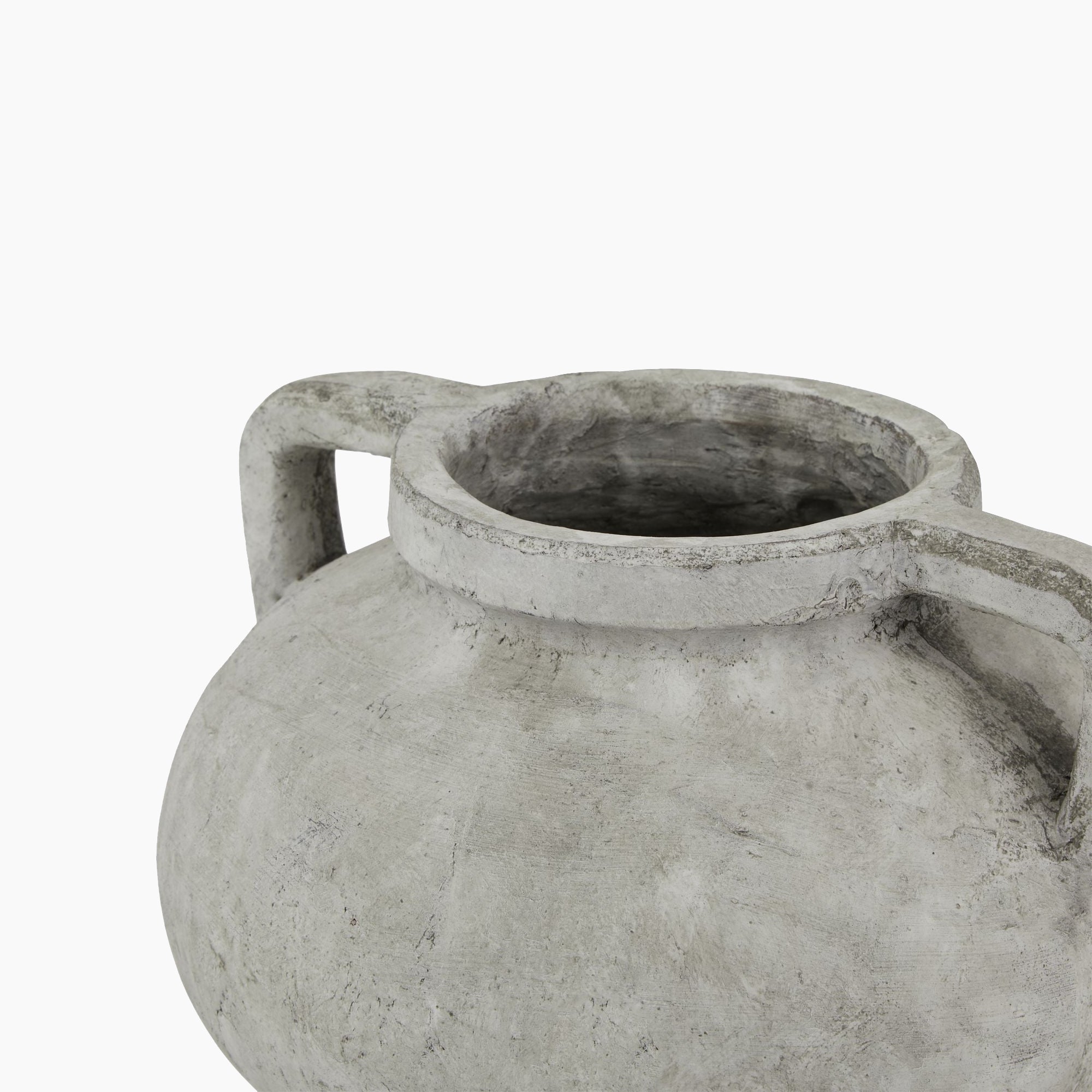 Top view of the Halden Compact Stoneware Planter showing the tapered amphora mouth and smooth, unglazed concrete-toned interior.