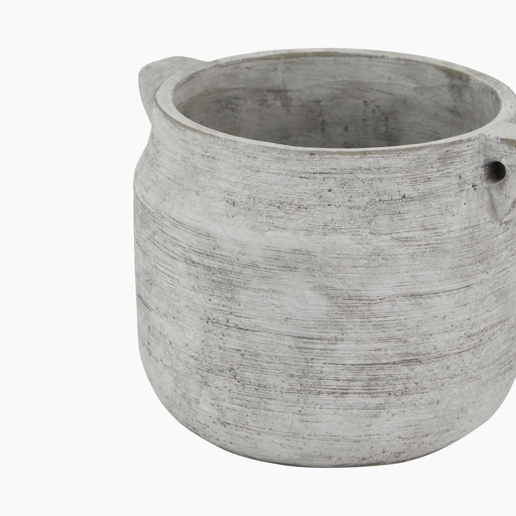 Top-down view of the Halden Utility Stoneware Planter showcasing its wide mouth and thick-walled rim, ideal for styling succulents or dried floral stems with sculptural intent.