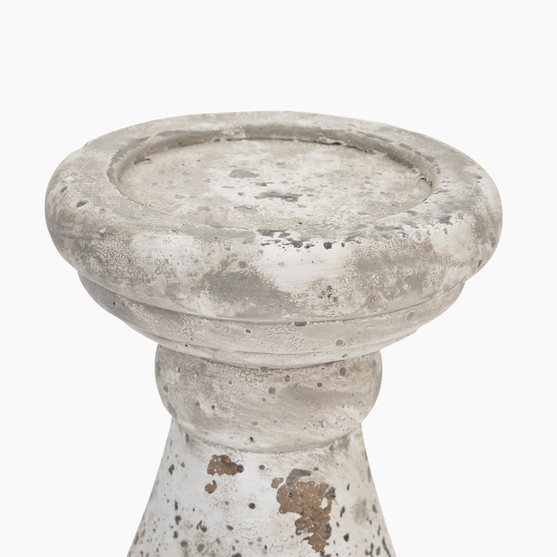 Close-up of hand-applied grey glaze highlighting subtle veining and matte surface
