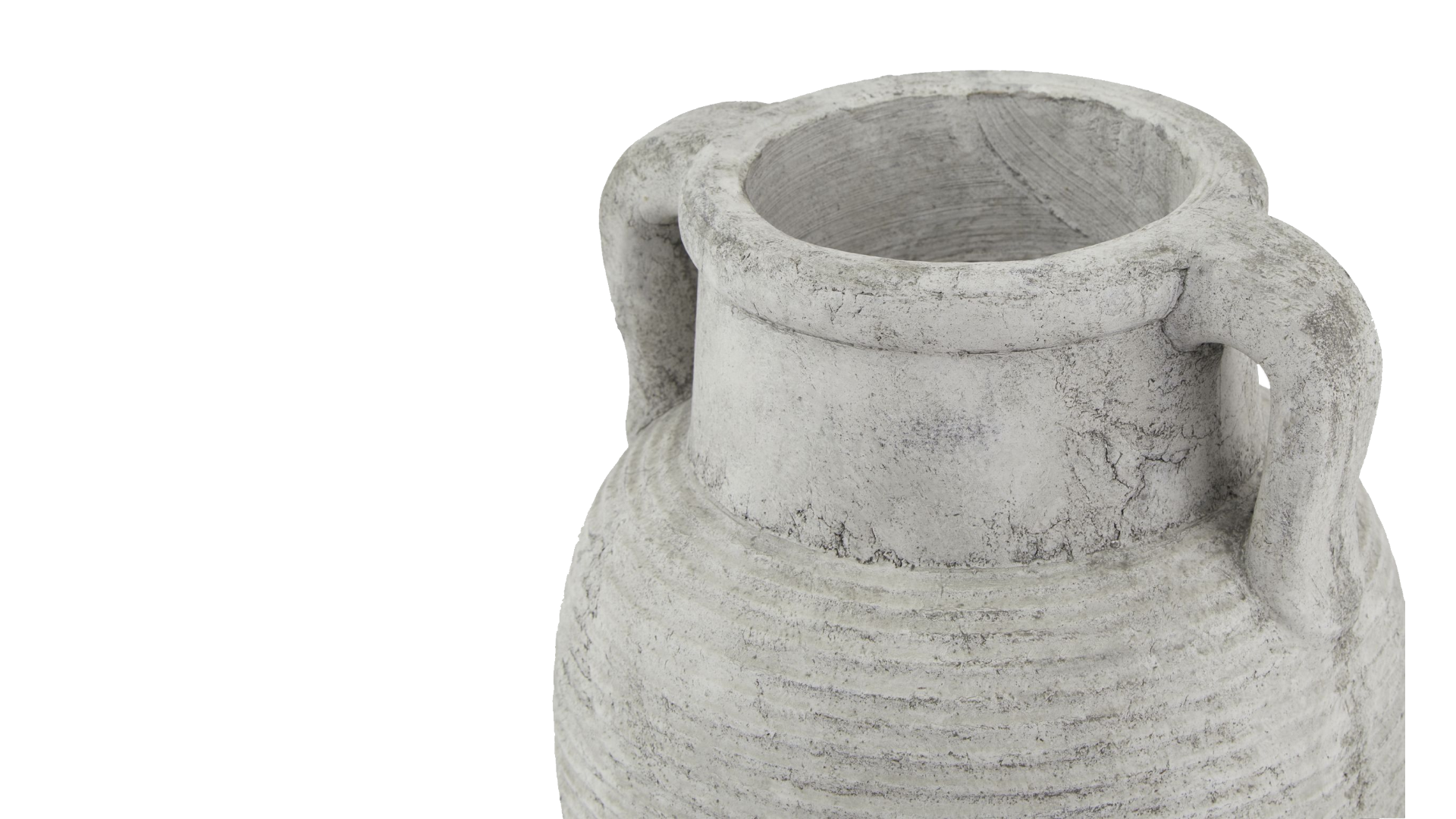 Studio-shot stoneware planter with dual handles and raw textured finish, suitable for indoor plants and sculptural styling