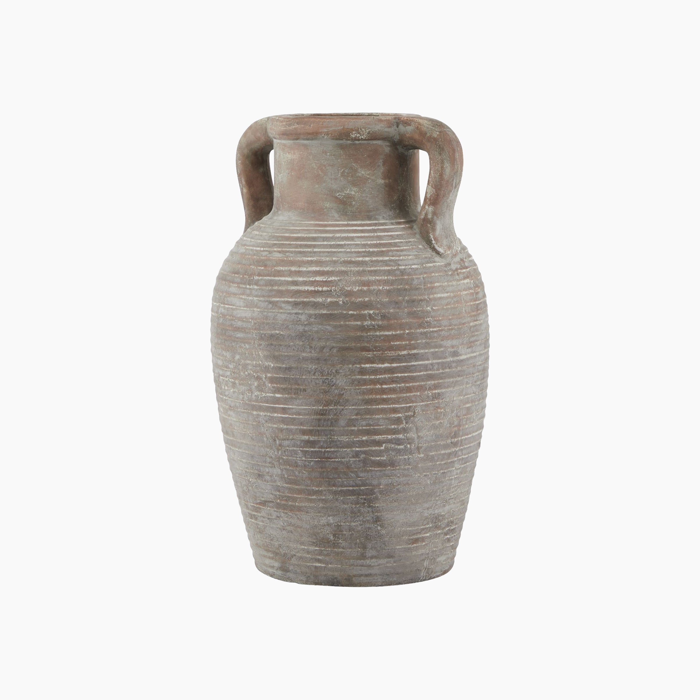 Front-facing studio image of the Lowther Brown Amphora Planter – a sculptural stoneware pot with warm, earthy brown glaze and textured matte finish.