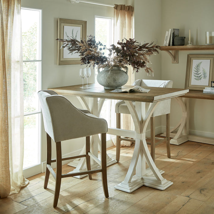 Taupe ivory faux branch styled in a round vase, artificial foliage accent for Scandinavian and eco-brutalist interiors